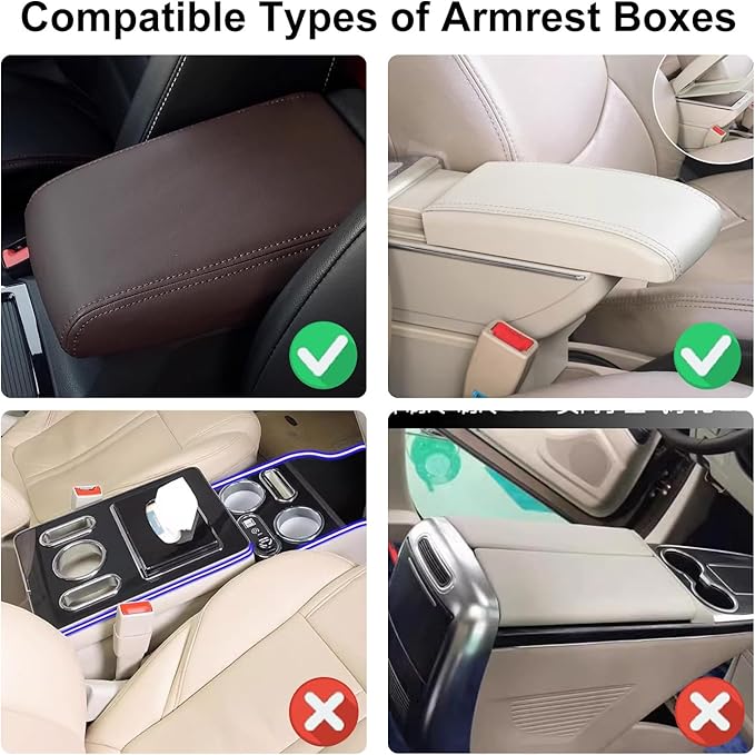 NBTEPEM Bling White Car Center Console Cover, Leather Car Arm Rest Cover with 2 Storage Bags, Universal Auto Armrest Protector Storage Box, Bling Accessories Interior for Most Vehicles