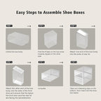 SEE SPRING 12 Pack Shoe Storage Box, Clear Plastic Stackable Shoe Organizer for Closet, Space Saving Foldable Shoe Rack Sneak