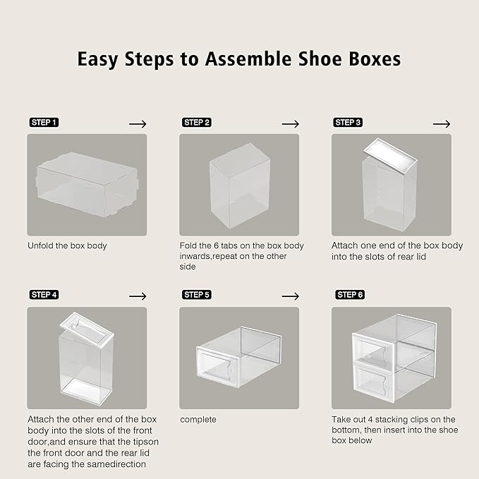 SEE SPRING X-Large Shoe Storage Box Fit Size 11, Clear Plastic Stackable Shoe Organizer for Closet, Space Saving Foldable Sho