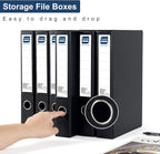 Storage File Boxes A4, 6 Pack Foldable File Box with Clip, 50mm Spine, Plastic Archives Cases with Magnetic Closure, Document