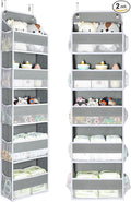 Yecaye 2 Pc Over The Door Organizer with 5 Bins 10 Side Pockets, 44lbs Load Hanging Bathroom and Bedroom Organizer, Behind Th