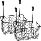 AVLA 2 Pack Over The Cabinet Door Organizer, Grid Storage Baskets with Hooks, Metal Wall Hanging Basket Holder Rack, Wire Kit