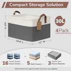 CHICVITA 4 Pack Large Storage Baskets for Shelves, Collapsible Closet Organizer Bins with Handles, Decorative Shelf Baskets f