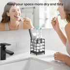 Toothbrush Holders with Quick Drying Mat—Black DiatomiteToothbrush and Toothpaste Holder for Bathroom—3 Slots Openwork Design