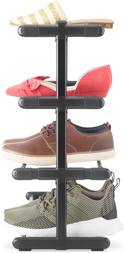 Whitmor 4 Tier Adjustable Shoe Rack - Organizer for 24 Pairs, Easy Assembly, Entryway