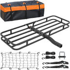 WEIZE Hitch Mount Cargo Carrier Basket 53" X 19" + Waterproof Cargo Bag, Hauling Weight Capacity of 500 Lbs fit on 2 Inch Receiver, with Hitch Stabilizer, Net and Straps