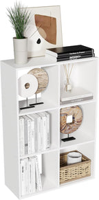 Cube Storage Organizer,Wood Organizer with Open Back,3 Tier Bookcase,Open Bookshelf for Home Office Living Room (White, 6-Cub
