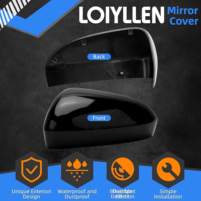 Driver Side Mirror Cover Replacement for Ford Fusion 2013 2014 2015 2016 2017 2018 2019 2020 2021 2022 - Left Side Mirror Covers, Rear View Mirror Cap Accessories Without Lamp, Black