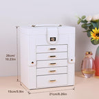 Kendal Jewelry Box, 6-Layer Jewelry Storage Organizer for Necklace Bracelet Rings Watch, 10.2"x8.2"x6" Classic PU Leather 5 D
