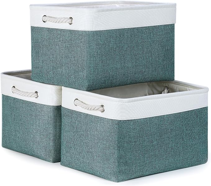 Bidtakay Fabric Storage Baskets for Shelves 3 Pack Large Storage Bins for Organizing Linen Collapsible Organizer for Closet-D