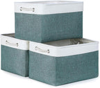 Bidtakay Fabric Storage Baskets for Shelves 3 Pack Large Storage Bins for Organizing Linen Collapsible Organizer for Closet-D