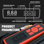 ‎DNA Motoring TOOLS-00210 Red 12V DC Digital Tire Inflator Portable Air Compressor with Pressure Gauge for Cars, Bicycles, Motorcycles,Balls
