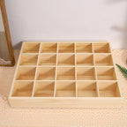 Amosfun Wooden Storage Divider Box with 20 Compartments Showcase Display Box for Keys Socks Ties Watches Small Jewelry Items 