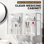 Wall Mount Adhesive Medicine Cabinet,Waterproof Small Bathroom Wall Cabinet with Detachable Partitions,Self Adhesive Farmhous