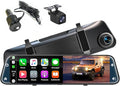 12'' Rearview Mirror Camera with CarPlay&Andorid Auto,4K Mirror Dash Cam Front and Rear Backup Camera with Reverse Assist/Loo