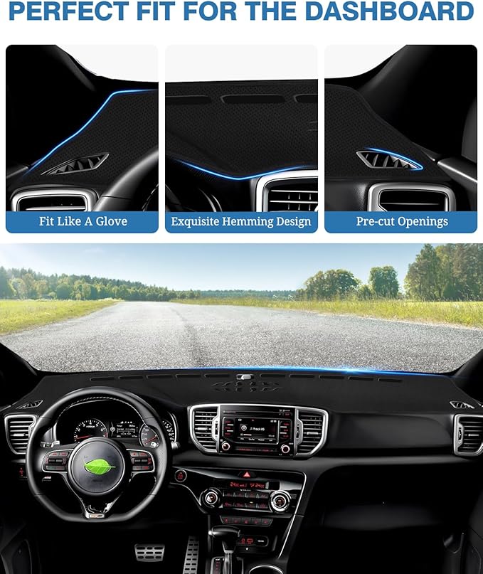 FIILINES Dash Cover for Kia Sportage 2017-2022, Dashboard Mat Cover Sunshade Nonslip Mesh Protector No Glare Sportage Accesso
