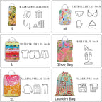 6 Pcs Compression Packing Cubes Waterproof Suitcase Travel Bag Luggage Backpack Organizer Travel Cubes for Packing-Tropical B