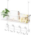 Kaiferty Over The Door Hooks Organizer,Door Hanger Door Storage with Basket,Over The Door Towel Rack Coat Hooks with 12 Hooks