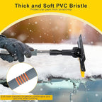 53" Extendable Retractable Snow Brush & Ice Scraper for Car SUV Truck - 360° Pivoting Brush Head with Comfort Foam Grip, Windshield Cleaner Tool