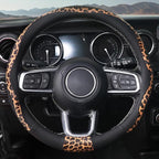 Leopard Steering Wheel Cover, Breathable Microfiber Leather Universal 14.5-15 inch for Most Automotive Steering Wheel Cheetah