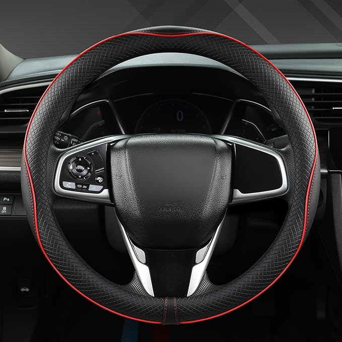 West Llama Microfiber Leather Car Steering Wheel Cover for Honda Accord Civic CR-V HR-V Pilot Fit Passport Odyssey,Sport Styl