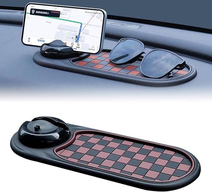 Universal Anti-Slip Car Dashboard Mat with 360° Rotating Phone Holder – Multi-Functional Organizer Pad for Phones, Sunglasses
