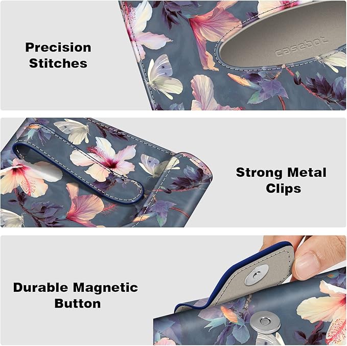CaseBot Car Visor Tissue Holder, Sun Visor Napkin Holder, Mask Holder for Car, PU Leather Backseat Tissue Box for Truck SUV, Blooming Hibiscus