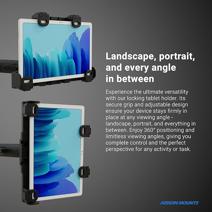 ARKON Mounts LockVise Locking Car Headrest Tablet Mount | Lockable Tablet Holder | Secure | Compatible with iPad, Samsung, Google Tablets Used for Rideshare, Taxi, Uber, & More