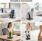 Toothbrush Holders with Quick Drying Mat—Black DiatomiteToothbrush and Toothpaste Holder for Bathroom—3 Slots Openwork Design