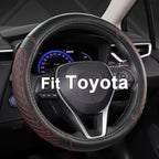 West Llama Customized Auto Car Steering Wheel Cover for Toyota Rav4 Corolla Camry Highlander(Diamond Quilted-Black+Red-Standa
