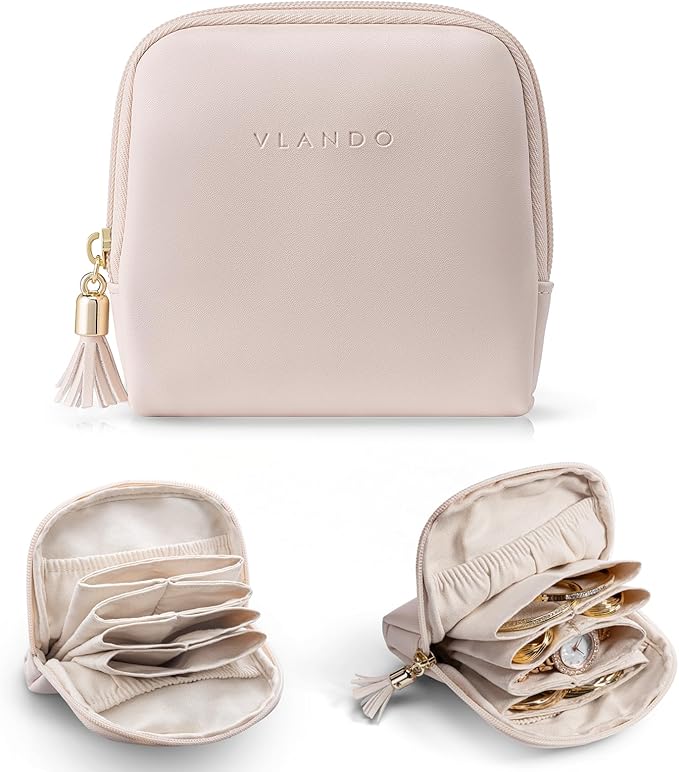 VLANDO Small Travel Jewelry Organizer,Bridesmaid Gifts,Jewelry Pouch Bags,Velvet Jewelry Storage Bag for Bracelet Rings Earri