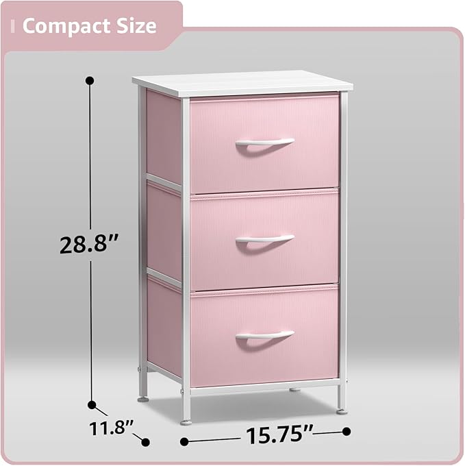 Sorbus Nightstand with 3 Drawers - Bedside Furniture & Accent End Table Chest for Home, Bedroom Accessories, Office, College 