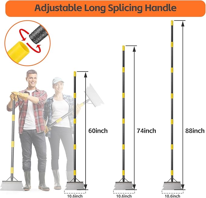 Floor Scraper Long Handle - Weed Scraper Tool,Multifunctional Garden Cleaning Flat Shovel,Heavy Duty Metal Sharp Blade for Lawn Edging,Sidewalk Weeding,Driveway Steps Snow Shovel Ice Removal 60"