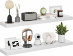 Furinno Tanna Floating Shelves for Wall Set of 2, 9 x 47 Wall Shelf, Wall Mounted Floating Shelf with Invisible Bracket, 2-in