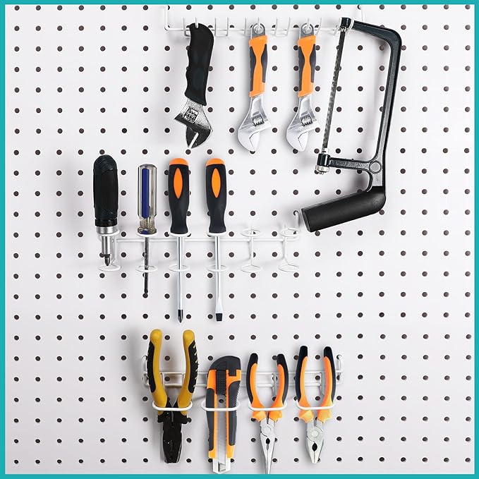 Coume 6 Pcs Pegboard Screwdriver Holders Organizer Pegboard Plier Holders Stainless Steel Peg Board Tool Utility Hooks Access