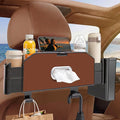 5-in-1 Car Back Seat Organizer and Storage with Extendable Cup Holder, Tissue Holder, Phone Holder, Hanging Hooks, Trash Bin, Back of Seat Car Headrest Organization Accessories for Women Man