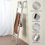 Taozun 67-Inch Farmhouse Blanket Ladder with Shelf and Hooks, 5-Tier Wooden Wall Leaning Towel Quilt Rack Holder for Living R