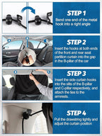 Set of 3 Car Privacy Curtains - 95% Light Blocking Fabric Rear Seat & Side Windows Divider Curtain Baby Shades, Wide Sedan SUV Sunshade Screen Covers for Travel Camping Nap Sleeping