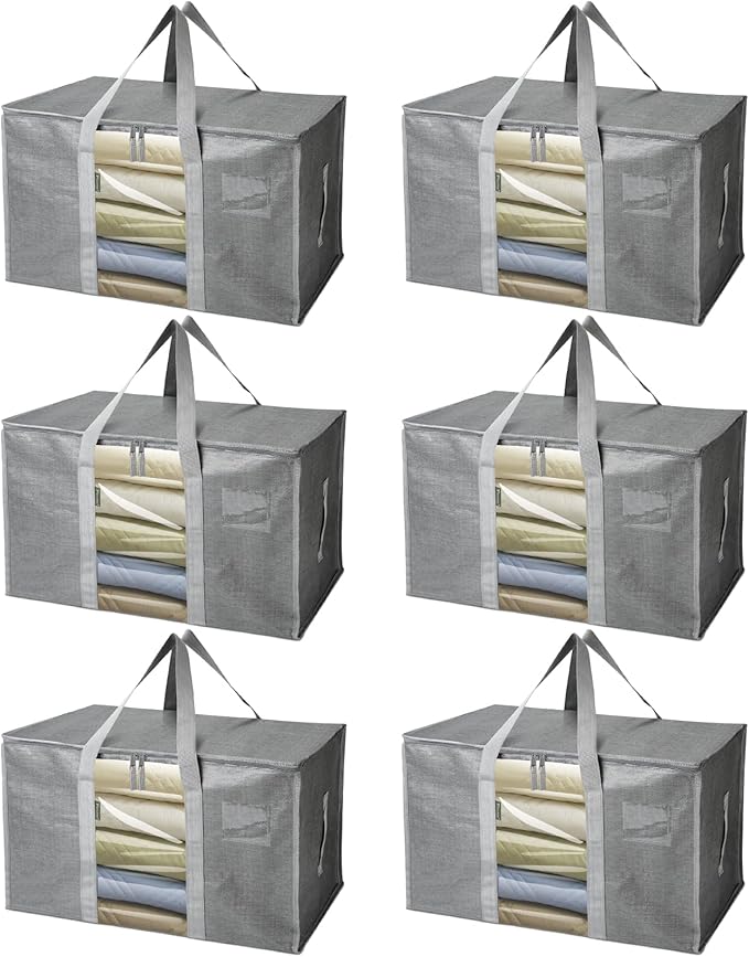 BALEINE 6-Pack Oversized Moving Bags with Reinforced Handles, Heavy-Duty Storage Tote Moving Supplies for Packaging, Camping 