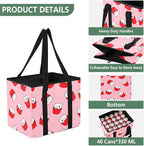 Cartoon Cat Pattern Reusable Grocery Bags Large Shopping Tote Bag with Reinforced Bottom Board, Water Resistant Foldable Stor