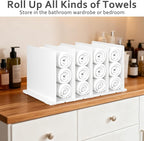 Towel Organizer for Closet, White Interlocking Towels Organizer, Bathroom Towel Storage, Space Saving Bathroom & Cabinet Unde
