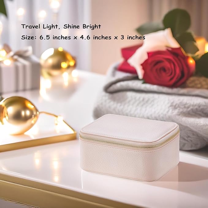 VLANDO Travel Jewelry Box Organizer – Portable PU Leather Jewelry Case with 6/8/12 Zippered Pouches, Compact Storage for Earr