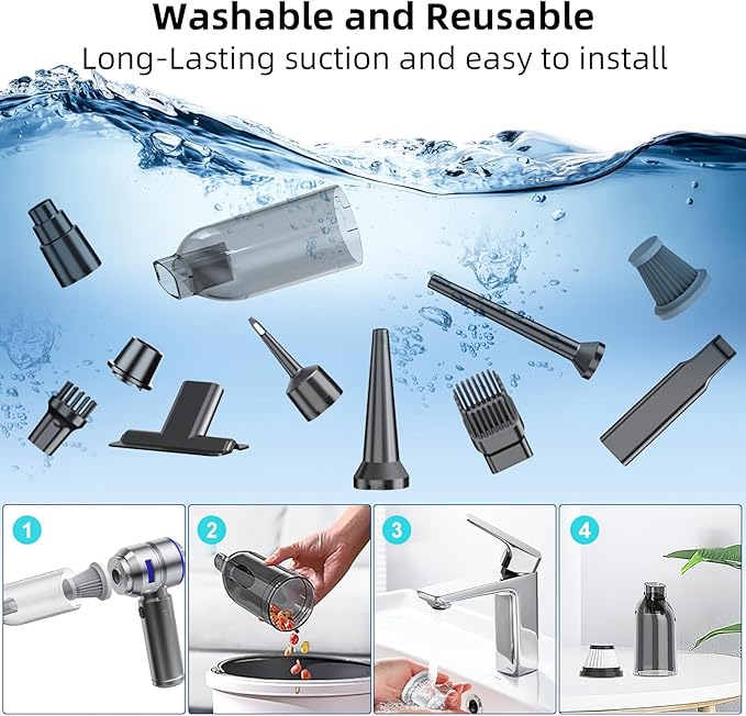 Portable Car Vacuum - 22000PA Cars Vacuum Cleaner High Power 4 in 1 Compressed Air Duster & Air Blower & Pump Hand Held Vacuu