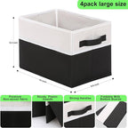 Large Shelf Storage Bins [4 Pack],Decorative Collapsible Storage Basket,Fabric Closet Organizer and Home Storage Cubes with H