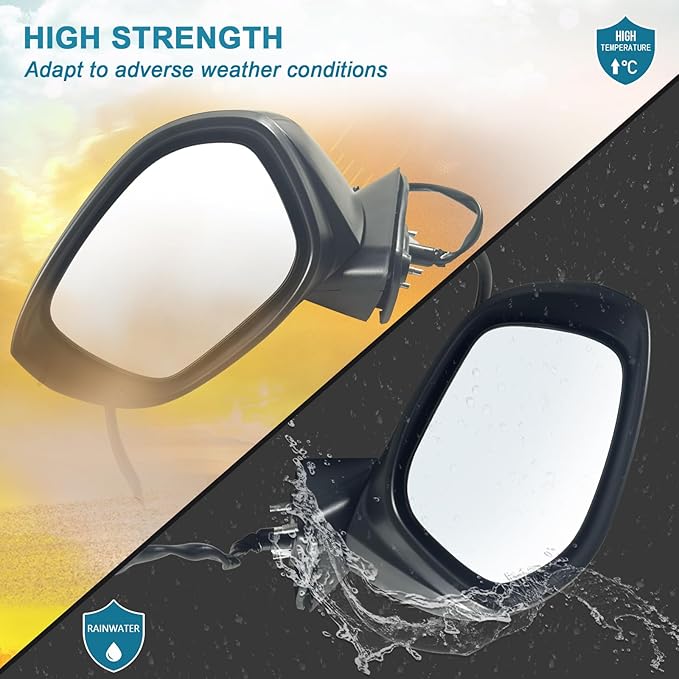 Left Driver side Mirror Fits 2022 2023 2024 2025 HONDA CIVIC Sedan/Hatchback With Power Glass, Manual Folding, Match to Crystal Black Pearl Replace HO1320350 (3 Pins)
