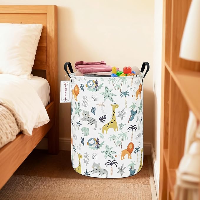 QUEENLALA Large Storage Basket,Laundry Hamper/Bathroom/Home Decor/Collapsible Round Storage Bin,Boys and Girls Hamper/Boxes/C