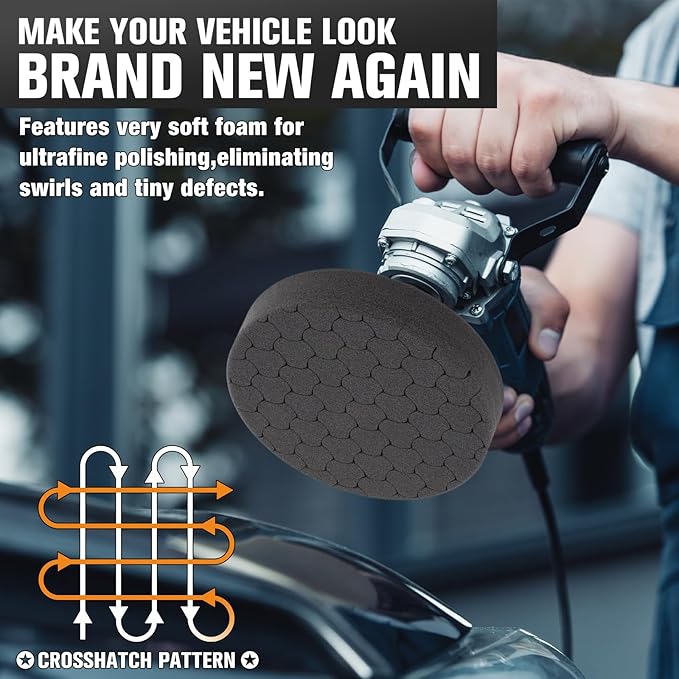 Black Polish Pad, Buffing Polishing Pads, 1Pc 6.5 Inch Face for 6 Inch 150mm Backing Plate Compound Buffing Sponge Pads for Car Buffer Polisher Compounding, Polishing and Waxing