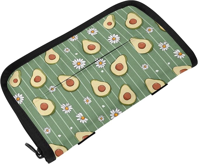 Car Tissue Holder Car Visor Organizer Tissue Box Holder for Car Sun Visor Organizer with Car Vehicle Accessories Essentials Interior for Women Men Green Striped Avocados and Daisies