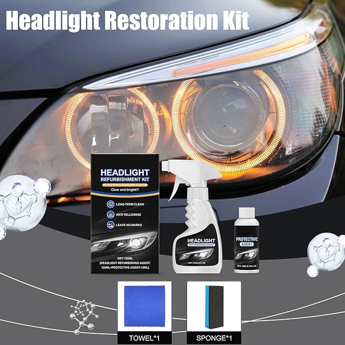 Headlight Restoration Kit, Headlight Refurbishment Spray, Car Headlamp Protective Agent, Headlamp Coating Polishing Kit for C