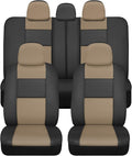 BDk Faux Leather Car Seat Cover Full Set - Front & Rear Split Bench Beige Seat Covers for SUV & Truck Seat Covers, Airbag Com